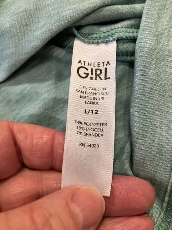 Athleta Girl Mint Green Tank Top and Black Athletic Shorts Sz 12 GUC - Picture 6 of 14